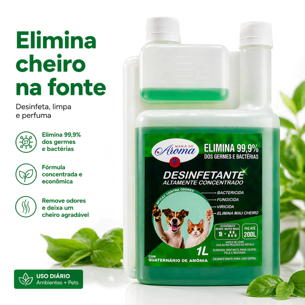DESINFETANTE HERBAL PET CONCENTRADO 1L ELIMINA ODOR XIXI BACTERICIDA - Imagem 4