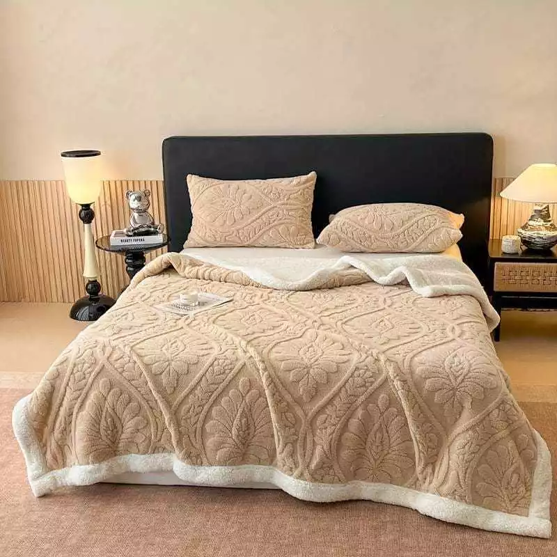 Cobertor Manta Casal 2,10 X 1,90 Cm Jacquard Com Sherpa - Imagem 4