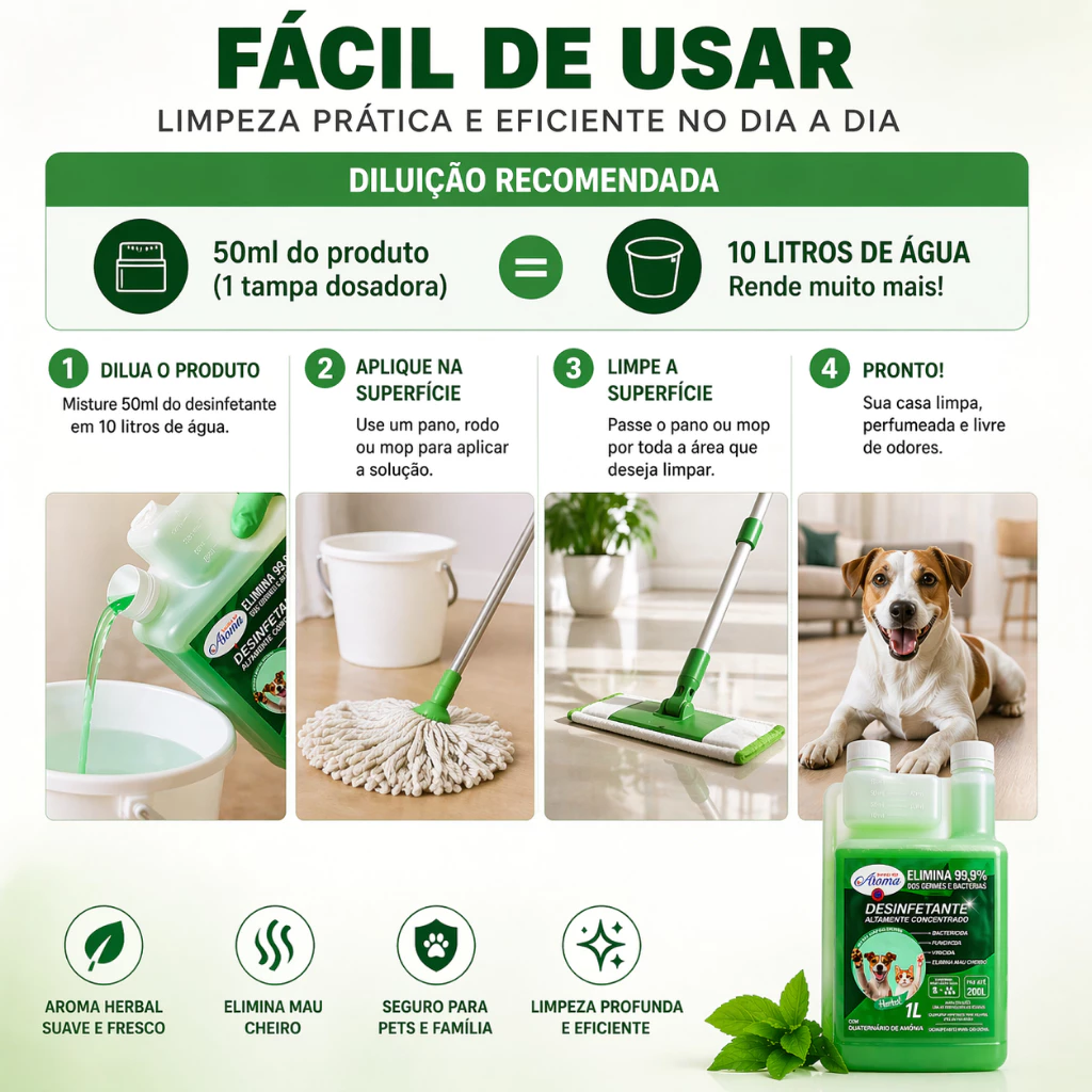 DESINFETANTE HERBAL PET CONCENTRADO 1L ELIMINA ODOR XIXI BACTERICIDA - Imagem 7