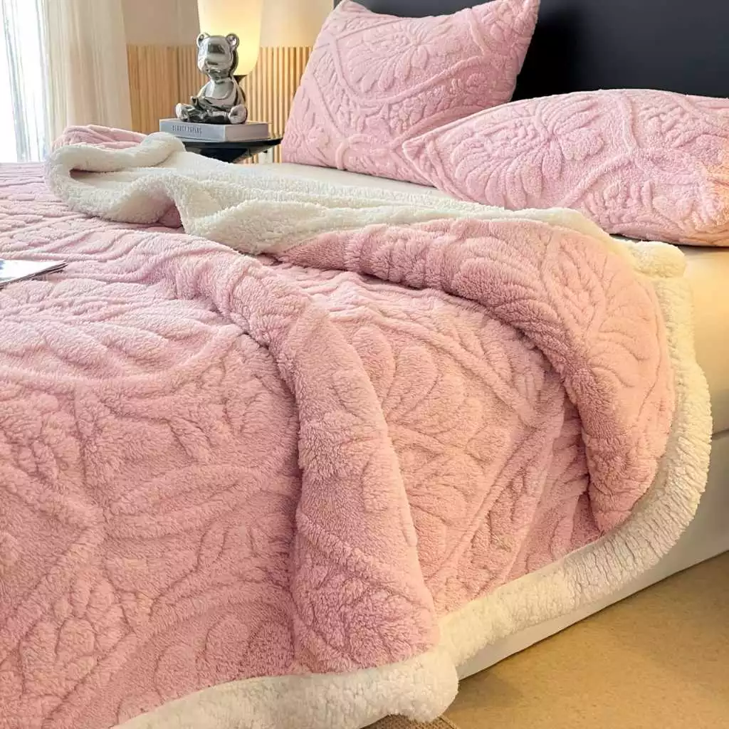 Cobertor Manta Casal 2,10 X 1,90 Cm Jacquard Com Sherpa - Imagem 2